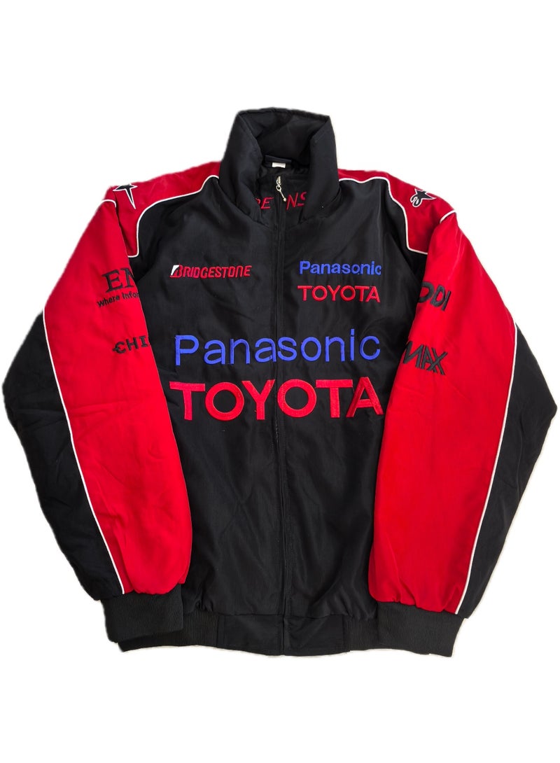 Toyota F1 Racing Jacket - Shell/UPS Sponsor Badges, Color Block, Embroidered Logo, Full-Zip Design, Unisex Motorsport Streetwear Coat - Image 1